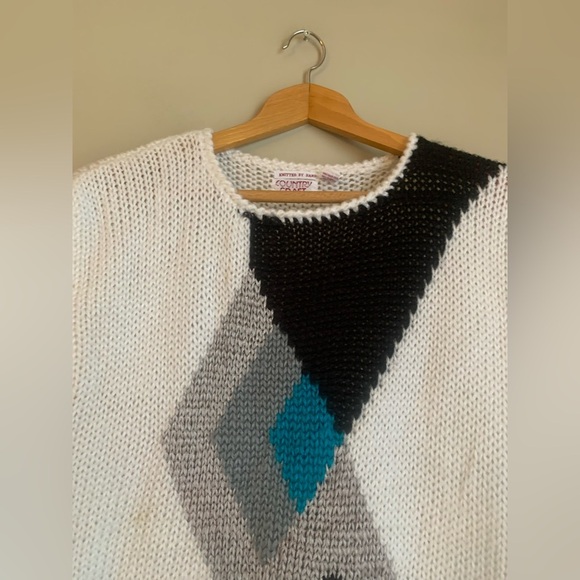 Vintage Country Craft Hand Knit Sweater Vest Women's 40 L? Retro 80's Glam Disco - Picture 2 of 5
